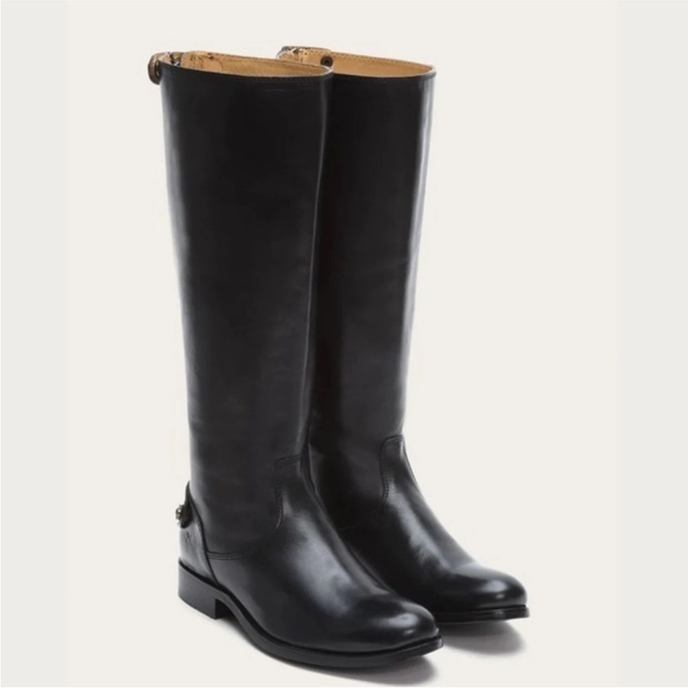 Frye Melissa Black Leather Equestrian Boots
